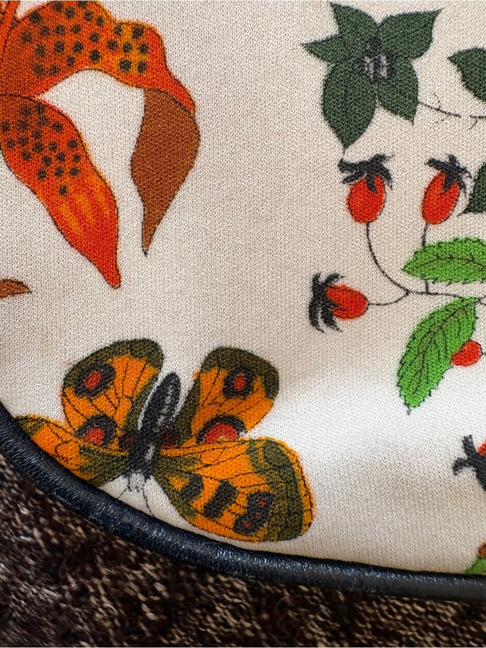 GUCCI CROSSBODY NAVY GOLD FLORA BLOOMS GRASSHOPPER BUTTERFLY - Picture 5 of 10